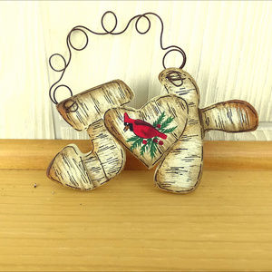 🆕Handpainted JOY Birchwood Christmas Ornament